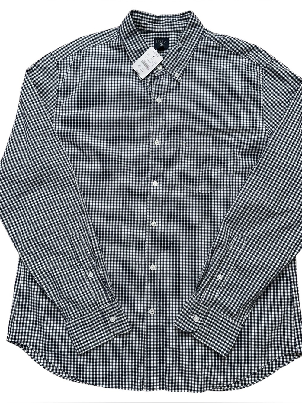 J.Crew Flex Shirt Mens Size XL Long Sleeve Button Gingham Check Blue NEW